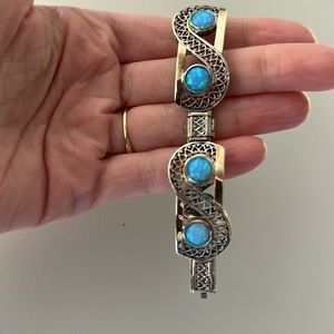 Sterling silver and opal bracelet (broken)